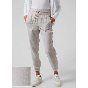 NWOT Athleta Cabo Linen Joggers Micro Cheetah Print